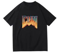 Doom Cum Tshirt Man Vintage Graphic Tee Oversized Men Cotton T-Shirt Summer Unisex Fashion Black T-Shirt Men's EU Size T Shirts Men Black S S