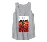 Doom Full Color Cover Art Retro Video Game Débardeur, Femme, Gris Chiné, XL
