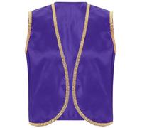 Doomiva Déguisement Arabe Homme Veste sans Manches Costume Halloween Prince Cosplay Gilet d'Halloween Violet foncé M