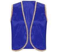 Doomiva Déguisement Arabe Homme Veste sans Manches Costume Halloween Prince Cosplay Gilet d'Halloween Bleu royal XL