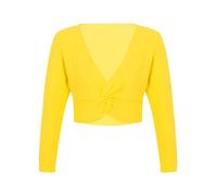 Doomiva Enfant Fille Boléro de Danse Classique Cache-Coeur Cardigan Cape Gymnastique Court Ballet Latine Sweat-Shirt À Manches Longues Dancewear 1-14 Ans Jaune 6-10 Ans