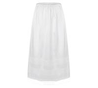Doomiva Femme Jupon en Coton Fond De Jupe sous Robe Lingerie avec Dentelle Broderie Court Au Genou Longue Petticoat Blanc L