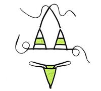 Doomiva Femme Sexy Maillot de Bain Micro Bikini Ensemble 2 Pièces Mini Bikini de Plage Push-Up Sling Shot Thong Bikini Brésilien Bra G-String Lingerie de Nuit Sexy Babydoll Jaune Taille Unique