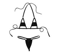 Doomiva Femme Sexy Maillot de Bain Micro Bikini Ensemble 2 Pièces Mini Bikini de Plage Push-Up Sling Shot Thong Bikini Brésilien Bra G-String Lingerie de Nuit Sexy Babydoll Noir Taille Unique