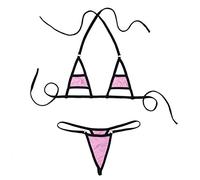 Doomiva Femme Sexy Maillot de Bain Micro Bikini Ensemble 2 Pièces Mini Bikini de Plage Push-Up Sling Shot Thong Bikini Brésilien Bra G-String Lingerie de Nuit Sexy Babydoll Rose Taille Unique