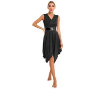 Doomiva Femmes Robe de Liturgique sans Manches Robe Longue Danse Lyrique Bloc Couleur Robe Danse Praise Latine Robe de Cocktail Soirée Noir XXL