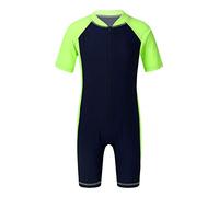 Doomiva Maillot de Bain 1 Pièce Garçon Monokini Anti-UV Fille Combinaison de Natation Plongée Unisexe Vêtement Plage Piscine Maillots de Corps Foot 3-16 Ans Vert Fluorescent 10-12 Ans