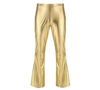 Doomiva Pantalon évasé pour Homme Coupe Ajustée Style Rétro Années 60 70 Pantalon à Pattes d'éléphant M-2XL Or M