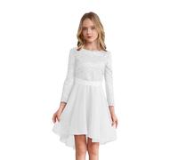 Doomiva Robe Enfant Fille Mariage Demoiselle d'Honneur Cérémonie Anniversaire Brodée de Bal Princesse Carnaval Cocktail Communion 5-16 Ans Ivoire 11-12 Ans