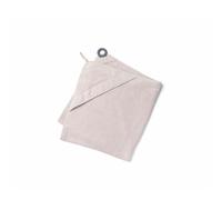 doomoo Cape de Bain Bébé Dry'n Play - Serviette de Bain - Système d'attache Main Libres - Anneau en Silicone pour Occuper Bébé - Absorbant - Coton Bio & Ultra Doux - Almond