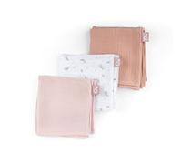 doomoo Lot de 3 Langes Bebe Lovely - 70x70cm - Langes Coton Bio Ultra Doux - Gaze de Coton - Multi-Usage - Très Absorbants - Lavable en Machine - Carre Coton Bebe, Rose
