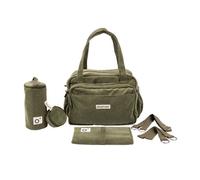doomoo - Sac à langer Bebe Fluffy - Grande Contenance 24L - Nombreuses Poches - 8 Accessoires Inclus dont Matelas à Langer - Kaki