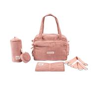 doomoo - Sac à langer Bebe Fluffy - Grande Contenance 24L - Nombreuses Poches - 8 Accessoires Inclus dont Matelas à Langer - Rose