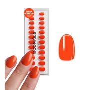 DOONAILS® Dolce Vita Lot de 30 ongles ronds courts à presser | Gel souple de qualité professionnelle, orange riche, autocollants, sans HEMA et végétalien, 15 tailles 7-14 mm