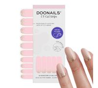 DOONAILS® Lot de 20 bandes de gel UV dorées à paillettes ombrées nude avec dégradé de paillettes dorées, durcissement UV, 20 bandes pour 2 manucures, tenue jusqu'à 14 jours, sans HEMA et végétaliens