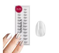 DOONAILS® Lot de 30 faux ongles en gel souple à presser - Blanc œil de chat - Court rond - À coller - Couverture complète - 15 tailles : 7-14 mm - Longueur : 14 mm