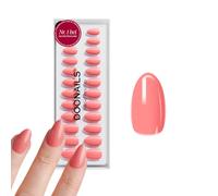 DOONAILS® Lot de 30 faux ongles en gel souple Peach Please - Almond Short Pêche - À coller - Couverture complète - Qualité salon