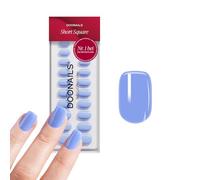 DOONAILS® Lot de 30 faux ongles en gel souple Press On Nails Paradise - Short Square Bleu clair doux - Faux ongles à coller, Full Cover faux ongles, 15 tailles 7-14 mm, 16 mm de long