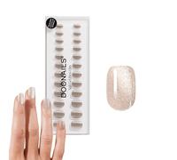 DOONAILS Lot de 30 faux ongles Press On Nails - Forme carrée à paillettes - Faux ongles à coller - Qualité salon - Faux ongles en gel souple extra court - Naturel et agréable à porter