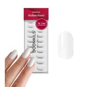 DOONAILS® Lot de 30 ongles à presser - Blanc neige - Rond - Taille M | Gel souple de qualité professionnelle, blanc éclatant, autocollants, sans HEMA et végétalien, 15 tailles de 6 à 14 mm
