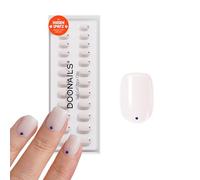 DOONAILS® Lot de 30 ongles à presser - Points bleus carrés extra courts | Gel souple de qualité salon blanc avec pois bleus, autocollants adhésifs en kit, sans HEMA et végétalien, 15 tailles 6-14 mm