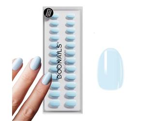 DOONAILS - Press On Nails 30er Set Baby Blue forme arrondie bleu - Ongles à coller Full Cover qualité salon - Fake nails soft gel court - Naturel & agréable à porter