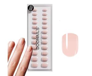 DOONAILS - Press On Nails 30er Set Forme Classic Français Carré Crème/Blanc - Ongles à coller Full Cover qualité salon - Ongles Françaises soft gel extra court - Naturel & agréable à porter