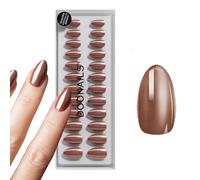 DOONAILS - Press On Nails 30er Set Glazed chocolat forme amande brune - Ongles à coller Full Cover en qualité salon - Fake nails soft gel court - Naturel & agréable à porter