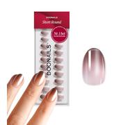 DOONAILS® Press On Nails - Brownie Round Short - Lot de 30 | Gel douceur salon qualité nude-brun chrome ombré, autocollants adhésifs en ensemble, sans HEMA et vegan, 15 tailles 7-14 mm