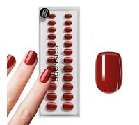 DOONAILS Soft Gel Press On Nails Set de 30 Mon Chéri Forme extra Court Carrée Rouge Ongles à coller de qualité salon Ongles Faux soft gel Extra Short Naturel & agréable à porter