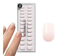 DOONAILS Soft Gel Press On Nails Set de 30 ongles Babyboomer forme carrée courte rose blanc ongles à coller Full Cover qualité salon Fake Nails soft gel court Naturel & agréable à porter