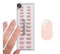 DOONAILS Soft Gel Press On Nails Set de 30 ongles Flower Power forme arrondie Crème à coller Full Cover en qualité salon Faux ongles soft gel Medium Naturel & agréable à porter