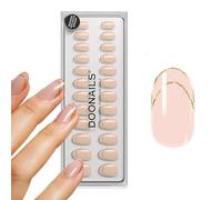 DOONAILS Soft Gel Press On Nails Set de 30 ongles Golden Français forme arrondie doré à coller Full Cover en qualité salon Faux ongles soft gel Medium Naturel & agréable à porter
