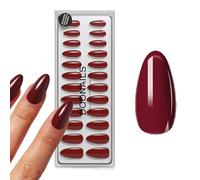 DOONAILS Soft Gel Press On Nails Set de 30 ongles Love Paris Forme Amande Rouge Foncé à coller Full Cover en qualité salon Faux ongles soft gel Medium Naturel & agréable à porter