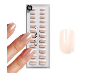 DOONAILS Soft Gel Press On Nails Set de 30 ongles Prosecco forme carrée courte rose chrome ongles à coller Full Cover qualité salon Fake Nails soft gel medium Naturel & agréable à porter