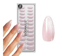 DOONAILS Soft Gel Press On Nails Set de 30 ongles Rose Cateye à coller Full Cover en qualité salon Faux ongles soft gel Medium Naturel & agréable à porter