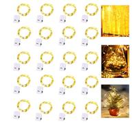 Dooozy 20PCS Micro LED Guirlande Lumineuse 2M 20 LED 3 Modes Batterie Cuivre Guirlande Lumineuse Fil Étanche pour Noël Extérieur Jardin Intérieur Mariage Fête (Blanc Chaud)