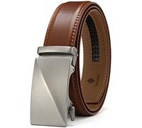 DOOPAI Ceinture Homme Cuir, 35mm Ceinture à Cliquet en Cuir pour Hommes, Marron Automatique Ceinture Réglable avec Boucle en Métal pour Hommes
