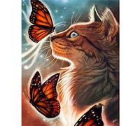 Dooqon Chat De Dessin Animé Diamond Painting Kit pour Adulte, DIY 5D Strass kit Broderie Diamant Peinture Complet Set pour Enfants, Round Drill Diamond Art pour Accueil Décor Avec Accessoires 30x40cm