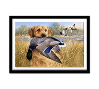 Dooqon Chien De Chasse Diamond Painting Kit pour Adulte, DIY 5D Strass kit Broderie Diamant Peinture Complet Set pour Enfants, Round Drill Diamond Art pour Accueil Décor Avec Accessoires 30x40cm