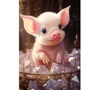 Peinture Diamant Adulte, Cochon mignon Diamond Painting Broderie Diamant Kit Complet, 5D DIY Diamant Strass Point de Croix Cristal Painting pour Décoration Maison Chambre Murale 30x45cm A-97