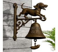 Door Chime Bell, Retro Witch Dachshund Hanging Bells, Manual Ring Decorative Wall Bell, Vintage Entry Accent for Shop, Courtyard, Porch, Housewarmings, Entrances, 7.87 inches