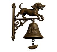 Door Chime Bell, Witch Dachshund Outdoor Doorbell, Hangable Manual Ring Bell, Decorative Entryway Sound Ornament, Rustic Accent Piece for Home, Wall, Entrance Use, 7.87 inches