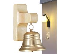 Door Chime - Decorative Magnetic Wood, Reminder Bell Accessory, Solid Brass Material, Clear Sounding Entrance Alert, Home & Office Supplies, Small Size Hanging Walnut Finish Decor
