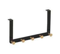 Door Hanger Hook Rack - Over The Door Hooks with 5 Tri Hooks, Durable Metal Organizer Supporting Coats Towels Accessories Clothing, Versatile Space-Saving Storage for Bathroom Bedroom Office Dorm