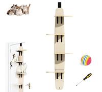 Door Hanging Cat Shelves,Over The Door Cat Perch Multi Level Hanging Cat Shelf 4-Levels 5.6ft Back of Door Cat Tree Tower Climber Pet Jump Climbing Frame Hanger for Indoor Cats
