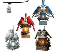 Door Hanging Ornament - 2D Acrylic Lantern Crafts Pendant, Christmas Tree Ornaments, 4 Piece Bird Lantern Pendants | Perfect For Mantle Holiday Home Farmhouse Winter Festival Fireplace Door And Par