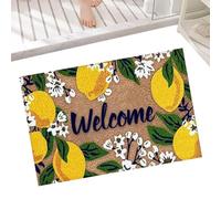 Door Mat - Lemon Flower Non Slip Absorbent Rug | Entrance Floor Carpet Dirt Trapper Decorative Entryway for Kitchen, Bathroom, Bedroom, Patio, Porch and Living Room Use, 60x40cm