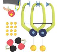 Door Plunking Game, Portable Hanging Door Ping Pong Game for Kids with 2 Wooden Racket & 6 Balls for Skill Development & Family Entertainment (2 Set)