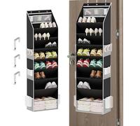 Door Shoe Organizer 8 Tier Hanging Rack | 8-Layer Over the Door Shoe Organizer for 16-24 Shoes, Heavy Duty Storage Holder with Sturdy Oxford Fabric, Ideal for Bedroom, Bathroom, RV, Utility Room